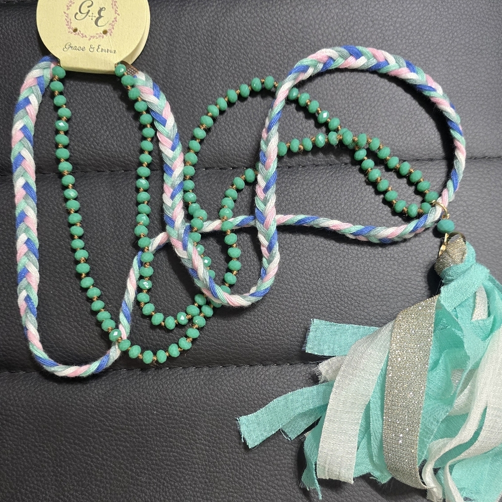 Elegant Multicolor Beaded Necklace with Tassel